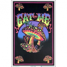 Eat Me Mushroom Flocked Black Light Poster
