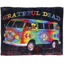 Grateful Dead Tie Dye Bus Fleece Blanket
