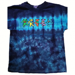 Grateful Dead Row Of Bears Blue Tie Dye Youth Shirt