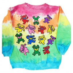 Grateful Dead Spiral Bears Youth Fleece Tie Dye Long Sleeve Shirt