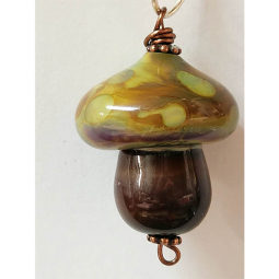 Flamework Blown Glass Mushroom Black Light Reactive Pendant #1