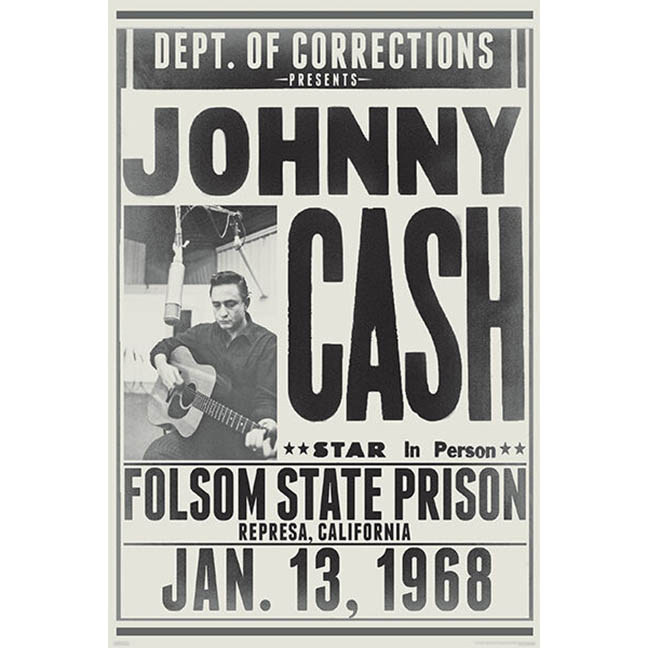 Johnny Cash Black And White Poster