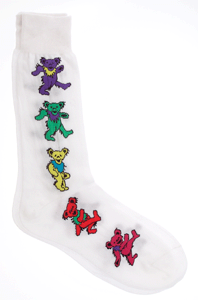 Grateful Dead Dancing Bears White Adult Socks