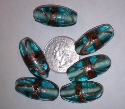 Long Oval pale Aqua Wedding Cake Beads