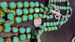 Turquoise Opaque Rounded Rectangle Picasso Table Cut Beads