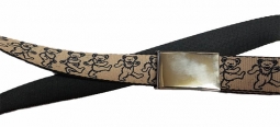 Grateful Dead Dancing Bears Tan & Black Belt With Chrome Buckle