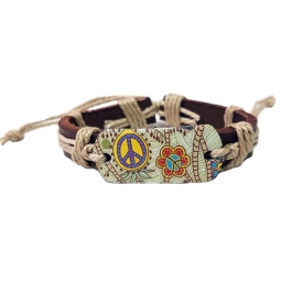 Flower Peace Adjustable Leather Bracelet