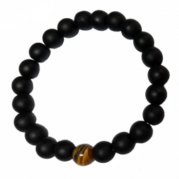 Black Onyx & Tiger Eye Chakra Ladies Stretch Bracelet