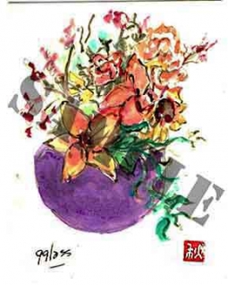 Hand Painted Floral Card