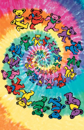 Grateful Dead Dancing Bears Tie Dye Background 8.25 Inch Sticker