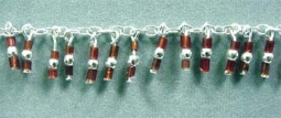 Adjustable Ankle Bracelet With Red Beads